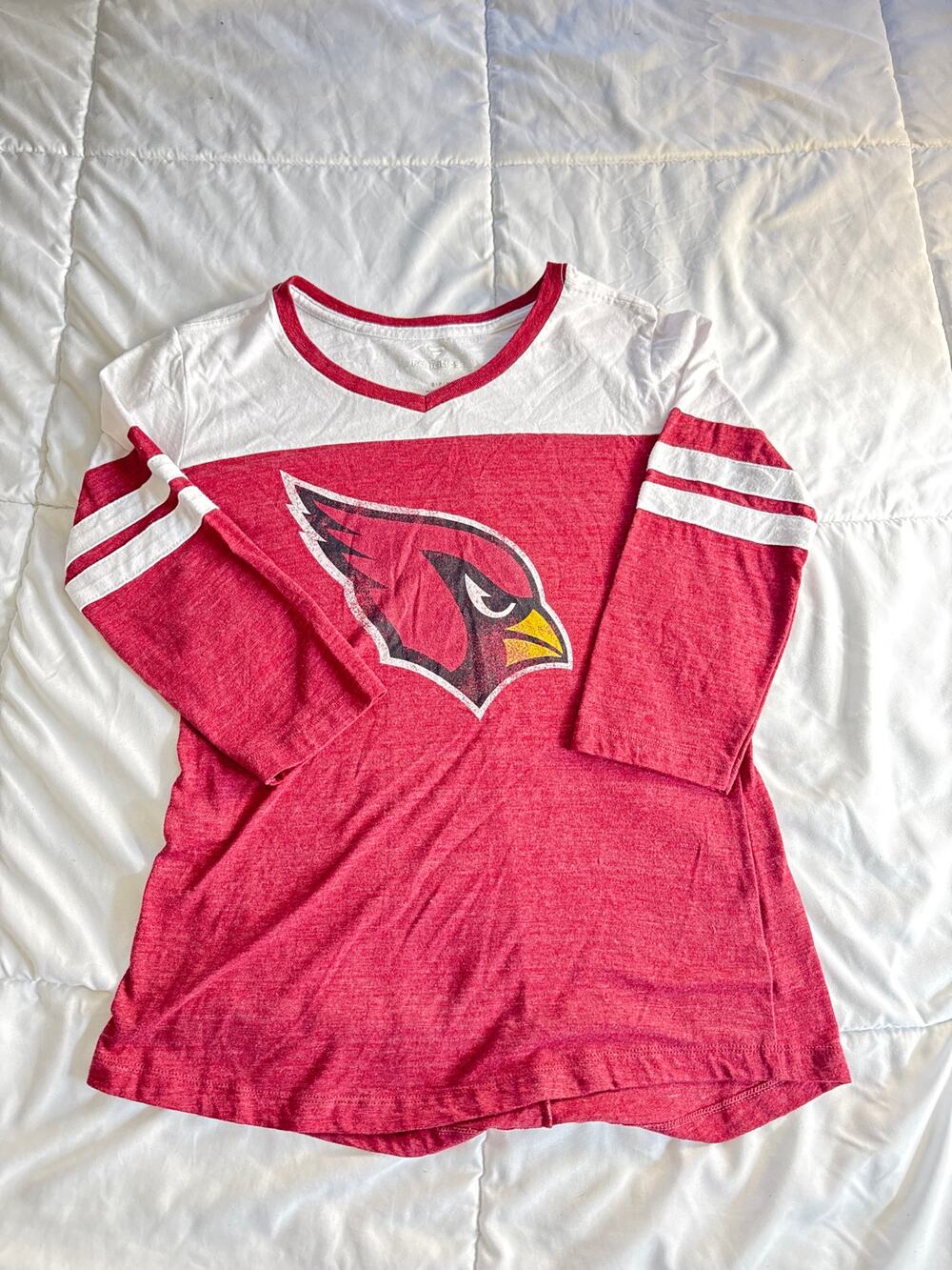 Arizona Cardinals Fanatics Women’s V-Neck 3/4 Sleeve Top Red White Small